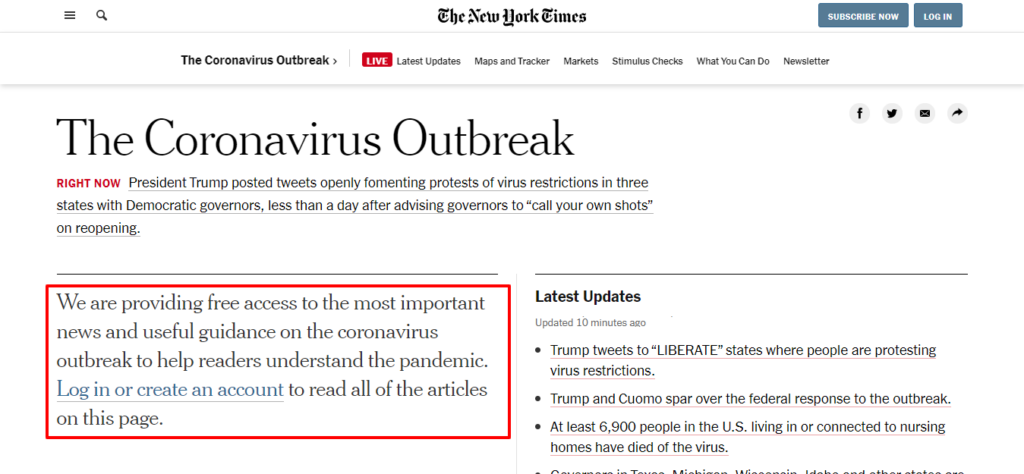 Article from the New York Times about Coronavirus